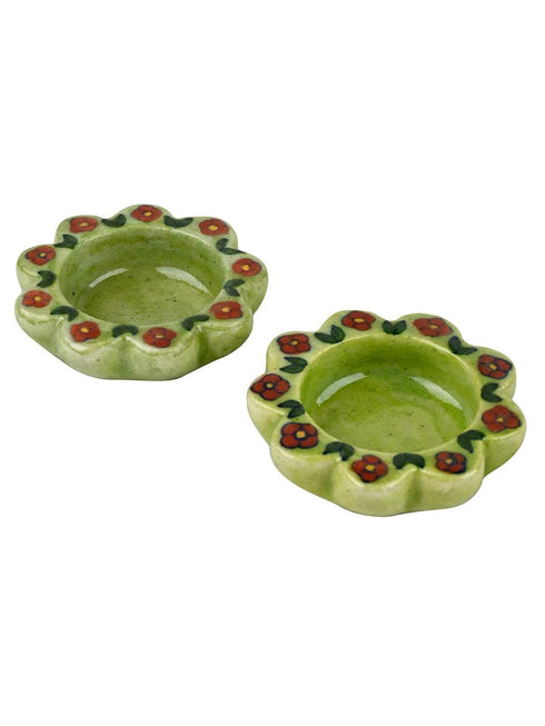 Blue Pottery T-Light Holder Set Of 2 Pcs.
